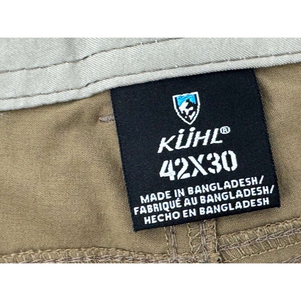 Kuhl Hiking Carpenter Cargo Pants 42x30 Mens Khaki Outdoor Travel‎ packable - Picture 3 of 15